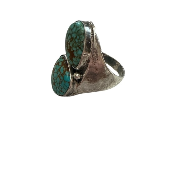 Navajo Silver Nevada Blue Turquoise Ring - Picture 9 of 11